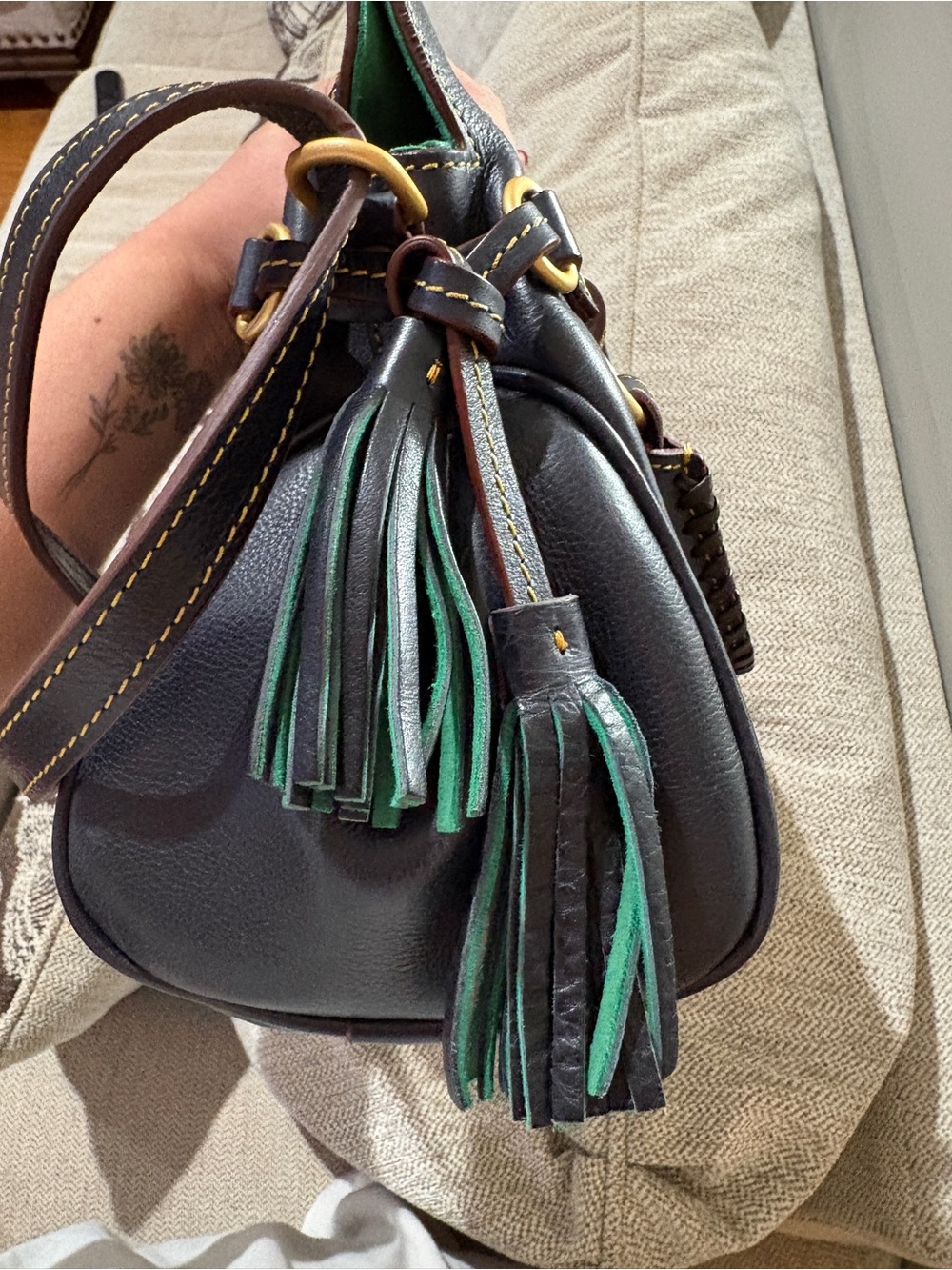 Dooney & Bourke Florentine Mini Satchel Navy Leather - Picture 8 of 13